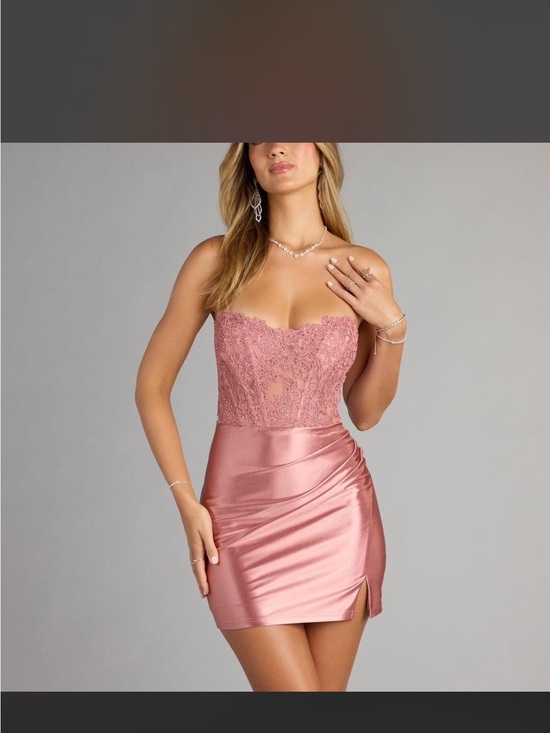 Windsor Dresses & Skirts - OG $90 Strapless Lace & Satin Mini Dress in Dusty Rose
